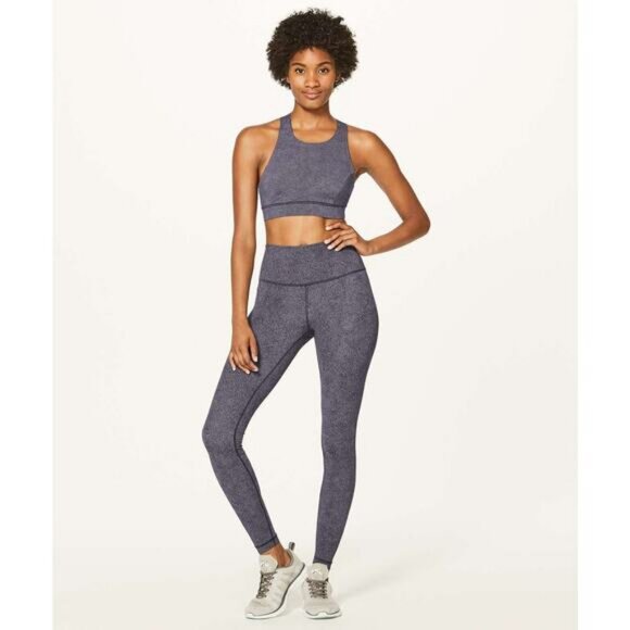 LULULEMON Fast & Free Bra (Nulux) Disperse Dusky Lavender Black Size 6 - Picture 2 of 6